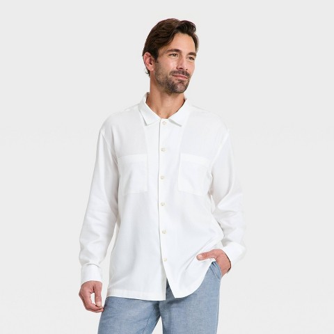 Мужские куртки Goodfellow & Co Men's Long Sleeve Layer Jacket Johnny Collar Polo Shirt - Goodfellow & Co™ White XL
