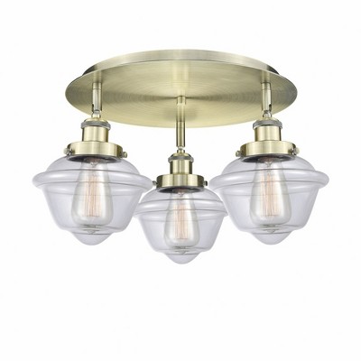 Oxford - 3 Light Flush Mount In Art Deco Style-8 Inches Tall and 18.25 Inches Wide