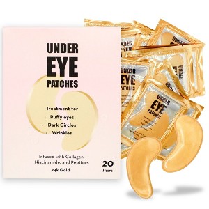 Elizabeth Mott 24K Gold Under Eye Patches with Collagen & Niacinamide - Hydrating & Brightening Eye Mask - 20 Pairs - 1 of 4