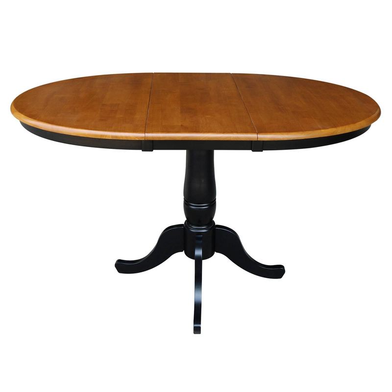 36&#34; Round Top Pedestal Extendable Dining Table with 12&#34; Drop Leaf Black/Red - International Concepts, 6 of 13