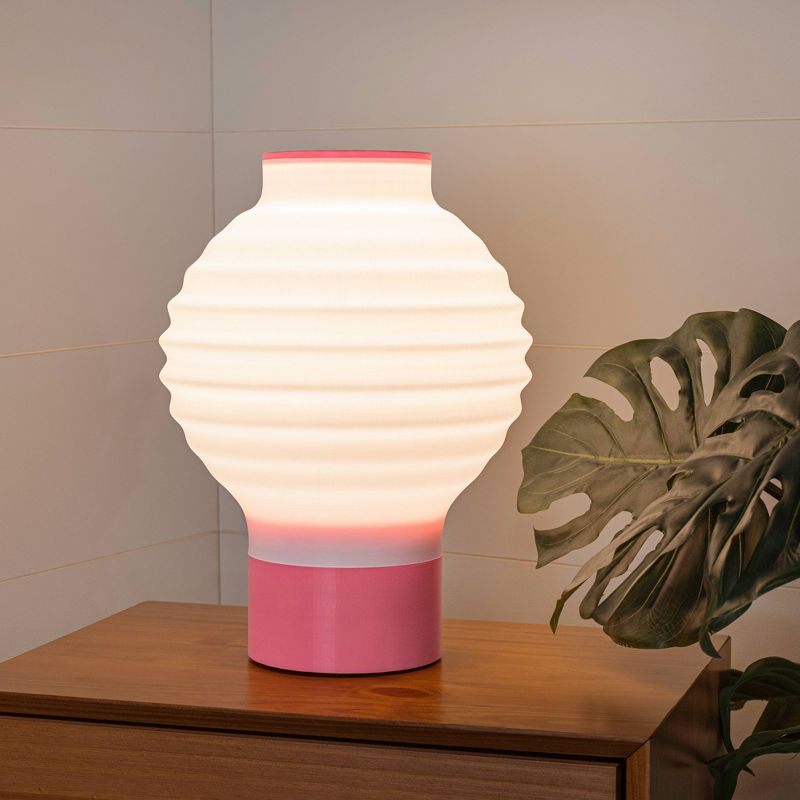 15" Asian Lantern Vintage Traditional Plant-Based PLA 3D Printed Dimmable LED Table Lamp White - JONATHAN Y, 6 of 8