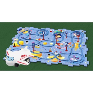 JuzToys STEM Puzzle Race Tracks Airplane Toys for Kids – DIY Racetrack Toys Playset, Educational Building Toy Puzzle Track Set – Blue/White - 1 of 4