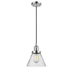 Cone - 1 Light Cord Hung Mini Pendant In Industrial Style-10 Inches Tall and 8 Inches Wide - 1 of 1