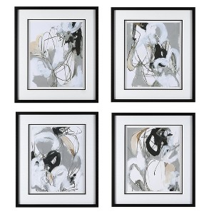 Uttermost Tangled Threads Framed Prints, Set of 4 – Contemporary Abstract Wall Art with Satin Black Frames, 28" Tall - 1 of 4
