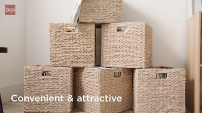 Natural Hyacinth 13x13in Handwoven Storage Baskets, Set of 5