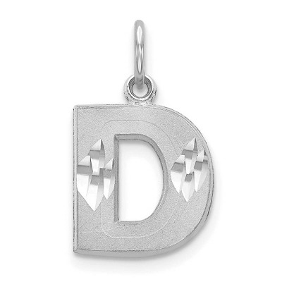 Black Bow Jewelry 14k White Gold, Julia Collection, Small Satin Block Initial D Pendant