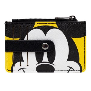 Disney Wallet, Wallet ID/Card Holder, Mickey Mouse Character Close Up Face, Yellow Red, Vegan Leather - 1 of 3