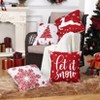 Christmas Pillow Covers 18x18 Set of 4 Velvet Xmas Tree Snowflakes Reindeer Winter Throw Cushion Case, Soft Pillowcases for Holiday Decor Sofa Couch - 4 of 4