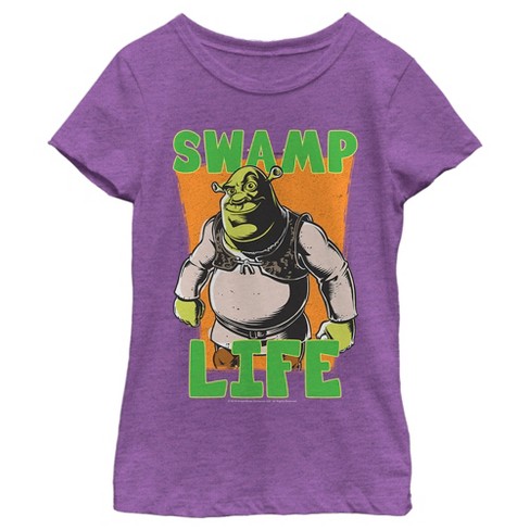 Girl's Shrek Swamp Life Shrek Sketch T-Shirt - Purple Berry - Medium