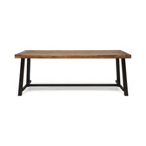 NicBex Outdoor Dining Table for 6-8,Patio Acacia Wood Large Tabletop & Metal Frame Table,Suitable for Garden,Backyard - 1 of 4
