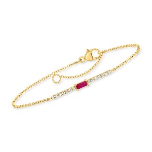 Pure Collection by Ross-Simons 0.10 Carat Ruby and .11 ct. t.w. Diamond Bar Bracelet in 14kt Yellow Gold - 1 of 4
