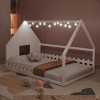 1 Full Bed Frame, Solid Wood House Bed with Fence and Window, No Box Spring Needed - Baofuwish - 3 of 4