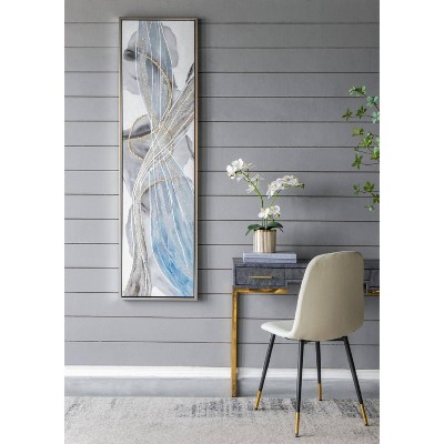 Tall Abstract Framed Oil Paintings in Purple, Gold, and Blue