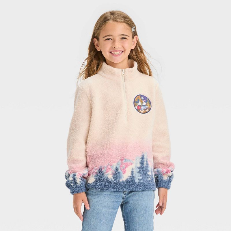 Girls&#39; Disney Mickey &#38; Minnie Mouse Pullover Sweatshirt - Off White, 1 of 6