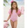 Girly Gingham Rose Shoulder One Piece Swimsuit Mia Belle Girls - 2 of 4