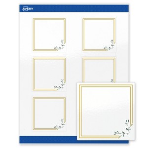 Avery 3" x 3" Labels, Gold Double Border with Florals, 60 ct - 1 of 4