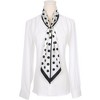 INSPIRE CHIC Women's Fashion Printed Skinny Long Satin Silky Black White Neck Scarves 1Pc - 2 of 4