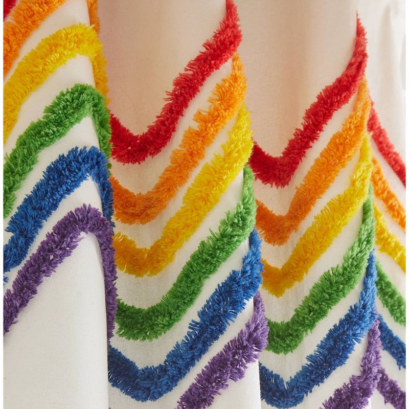 84&#34; 2pk Rainbow Tufted Striped Poletop Kids&#39; Curtains - Dream Factory, 5 of 7