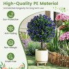 Resenkos 22-Inch Artificial Rose Topiary Ball Pair, Purple Blooms in a Decorative Cement Pot, Green/Purple - 2 of 4