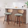 Okak Set of 2/3 PU/Linen Swivel Counter Height Bar Stools for Dining Rooms,Armless Chairs Bar Island Stools with Wooden Back - 2 of 4