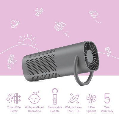 PureBaby Portable Gray HEPA Air Purifier with Adjustable Clamp