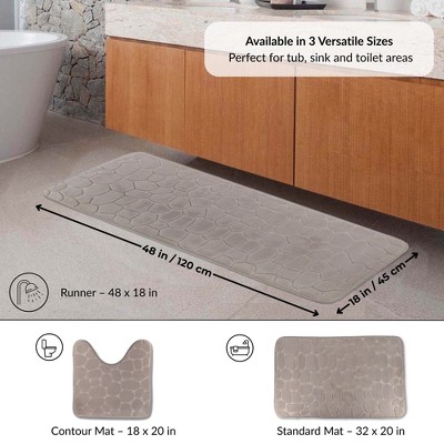 Taupe Memory Foam Runner Mat with 3D Pebble Design