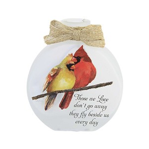 Stony Creek 4.5 Inch Angel Cardinal Lit Round Jar Bereavement Lighted Glass Accent , Bereavement Bereavement Sympathy Loss (1PC) - 1 of 3
