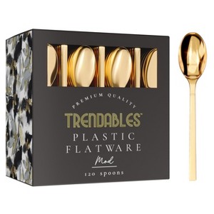Trendables Gold Plastic Spoons 120-Pack | Heavy-Duty Disposable Spoons | Elegant Gold Utensils for Parties, Weddings & Events - 1 of 4