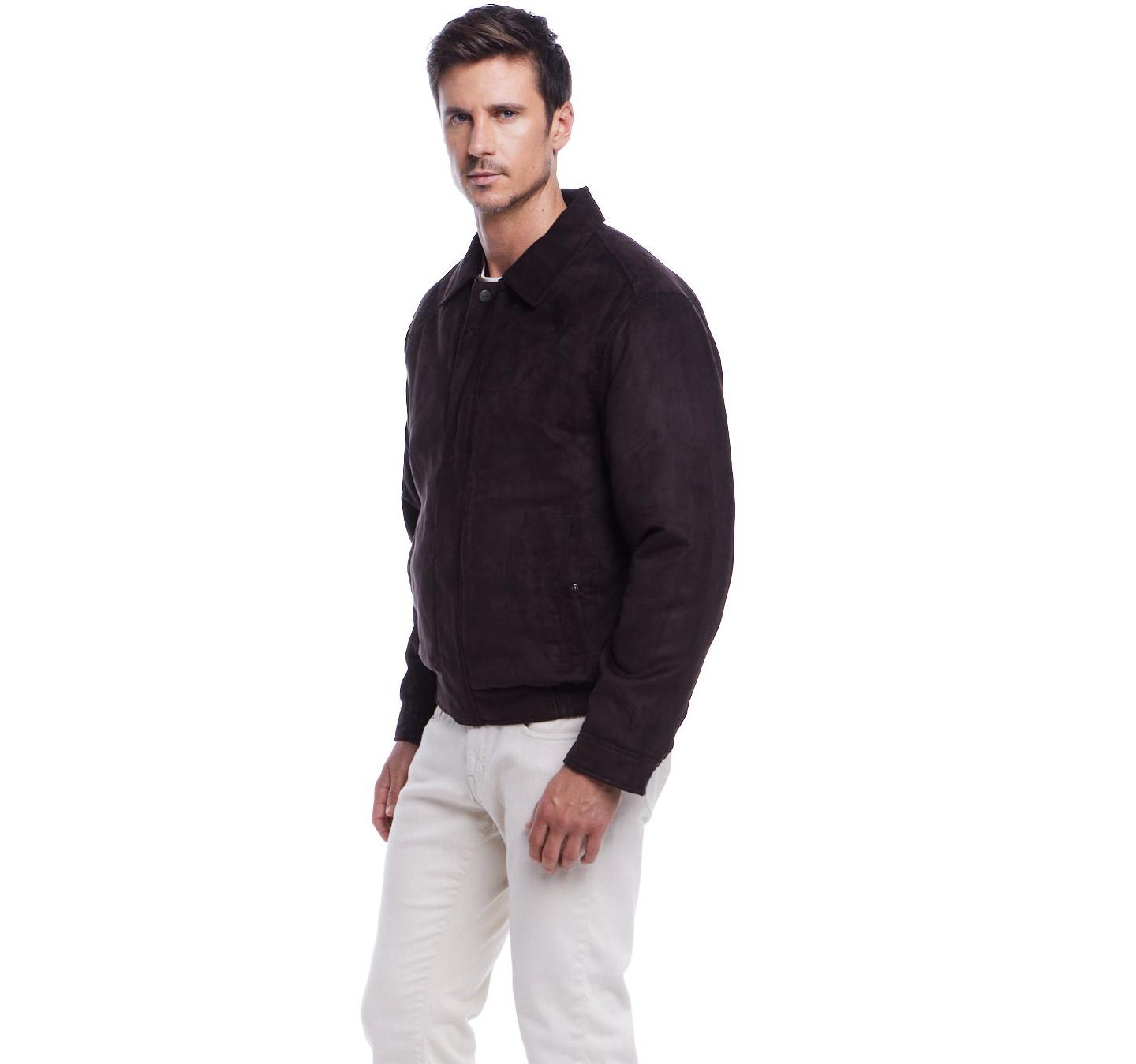 Мужская куртка Weatherproof Chocolate Brown Microsuede Bomber, цвет: Шоколадный — фото 8