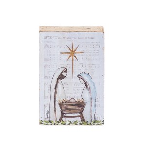 Transpac Hand Painted Holy Family Block Freestanding Tabletop Sign Multicolor Christmas Decoration for Indoor Use - 1 of 1