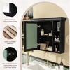 Vynxaria 35" x 28" Black Wall-Mounted Bathroom Cabinet with Mirror Door & 6 Open Shelves - Modern Storage Solution for Your Bathroom. - 3 of 4