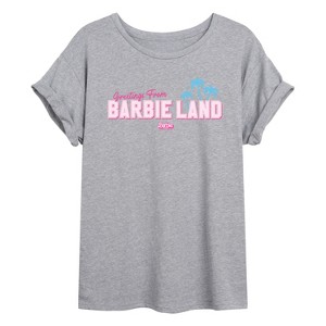 Women's - Barbie - Greetings from Barbie Land Oversized Graphic T-Shirt - 1 of 4