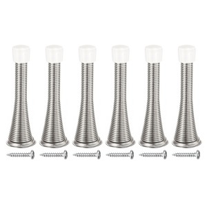 Unique Bargains Spring Steel Rubber Head Anti-Rust Plating Door Stop 6 Pcs - 1 of 4