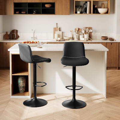 Swivel Bar Stools, Counter Height Bar Stools with Back, Adjustable Bar Stools,Faux Leather Bar Stools for Kitchen Island