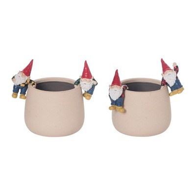 Transpac Resin Garden Gnome Pot Hanger Set of 4 Spring Home Decorations