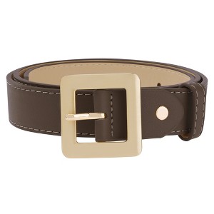 INSPIRE CHIC Women's Golden Square Buckle Fashion Faux Leather Waist Belts 1 Pc - 1 of 4