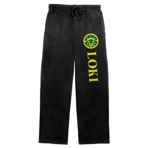Marvel Comics Presents Loki Logo Men's Black Sleep Pajama Pants - 1 of 3