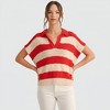 Knit & Lounge Women’s Striped Sleeveless Collared Knit Top Textured Wavy Pattern Split Neckline Soft Rib Hem Relaxed Fit Lightweight - 2 of 4