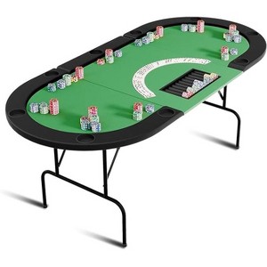 Coucheta Oval Poker Table Collection - 10-Player Casino Gaming with Collapsible Legs, Cup Holders & Multiple Colors - 1 of 4
