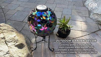 11" Solar Mosaic Iron/Glass Gazing Globe with Stand Purple - Alpine Corporation