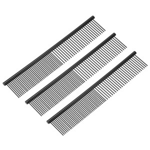 Unique Bargains Stainless Steel Rounded Ends Gentle Care Pet Comb 3 Pcs - 1 of 4