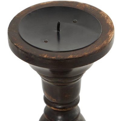 Elegant Espresso Wood Candle Holder Trio, 18" 15" 12"H