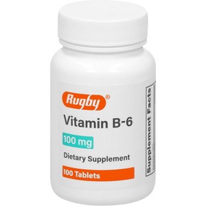 Rugby Vitamin B6 100mg Dietary Supplement, High Potency, 100 Tablets - 1 of 4