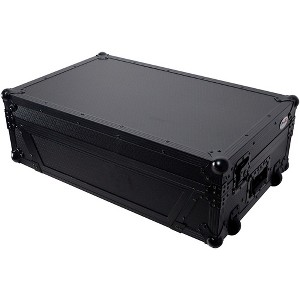 ProX Flight Style Road Case Fits Pioneer DDJ-FLX10 and AlphaTheta DDJ-GRV6, Black on Black With Sliding Laptop Shelf & Wheels Black - 1 of 3
