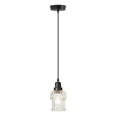 Delphine 4.5" Black and Clear Glass Pendant Light