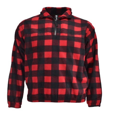 Мужская куртка Burnside Pullover Polar Fleece Jacket Red Buffalo Plaid, цвет: Красный