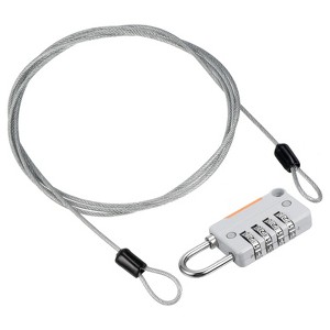 Unique Bargains Locker Luggage Bike 4 Digit Combination Lock with Security Cable Set - 1 of 4