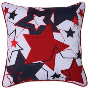17"x17" Fireworks Square Throw Pillow Red/Blue - Pillow Perfect: Patriotic Decor, Indoor Use, Embroidered Stars - 1 of 4