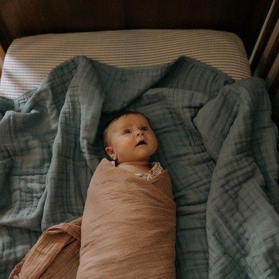 Blue Cotton Muslin Blanket for Toddler Boys