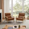 Art Leon Modern Leather and Oak Accent Chair - 3 of 4